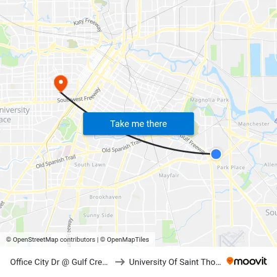 Office City Dr @ Gulf Creek Dr to University Of Saint Thomas map