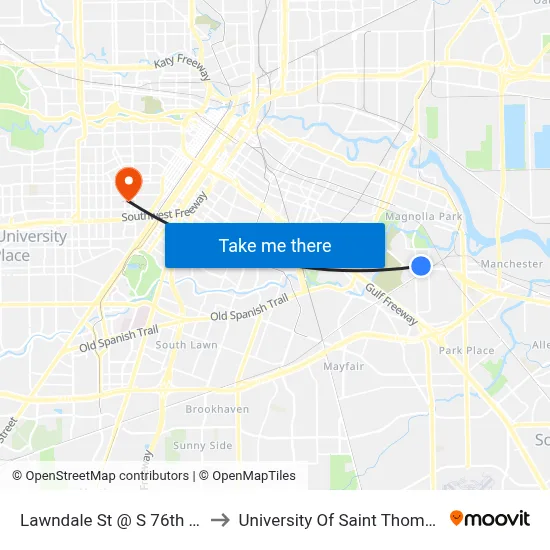 Lawndale St @ S 76th St to University Of Saint Thomas map