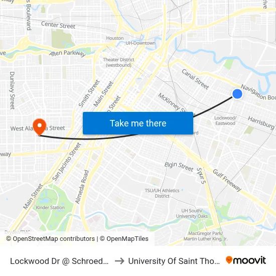 Lockwood Dr @ Schroeder St to University Of Saint Thomas map