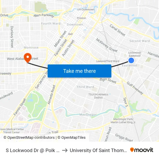 S Lockwood Dr @ Polk St to University Of Saint Thomas map