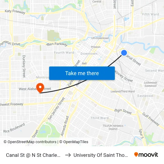 Canal St @ N St Charles St to University Of Saint Thomas map