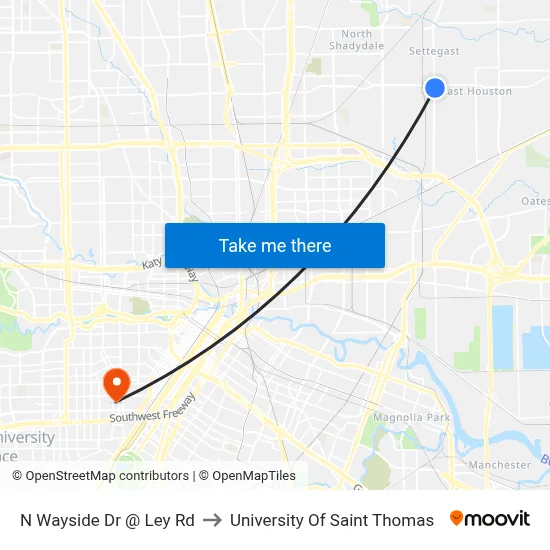 N Wayside Dr @ Ley Rd to University Of Saint Thomas map