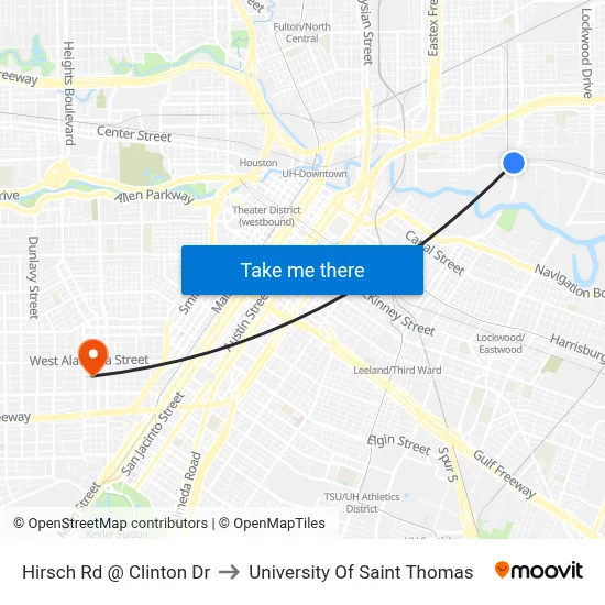Hirsch Rd @ Clinton Dr to University Of Saint Thomas map