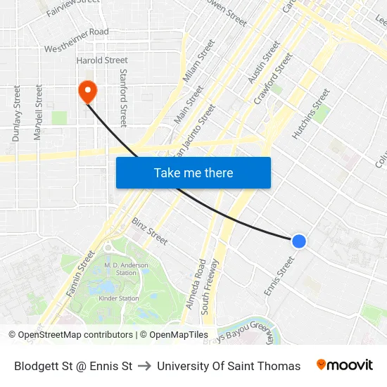 Blodgett St @ Ennis St to University Of Saint Thomas map