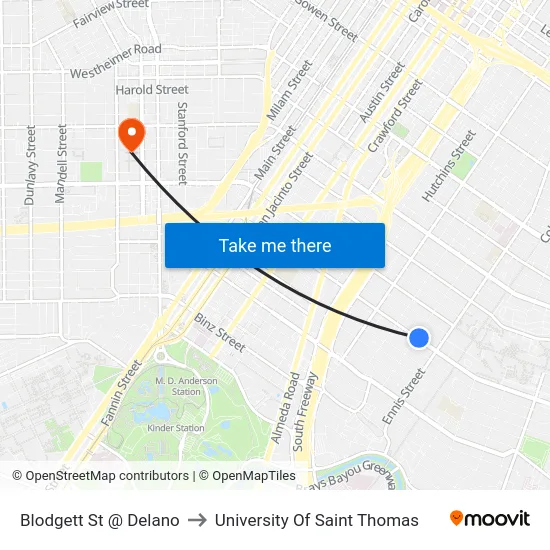 Blodgett St @ Delano to University Of Saint Thomas map