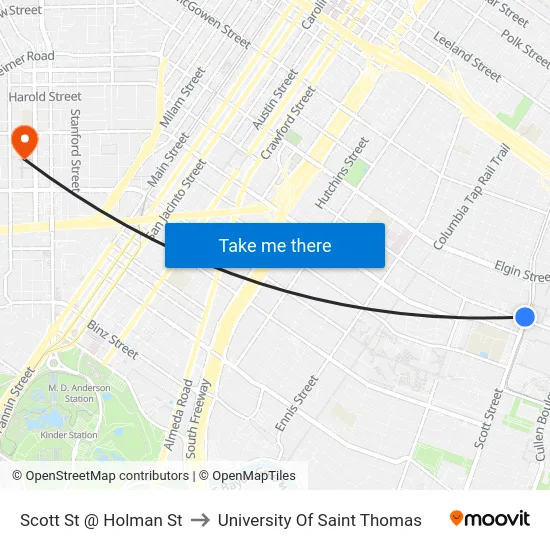 Scott St @ Holman St to University Of Saint Thomas map