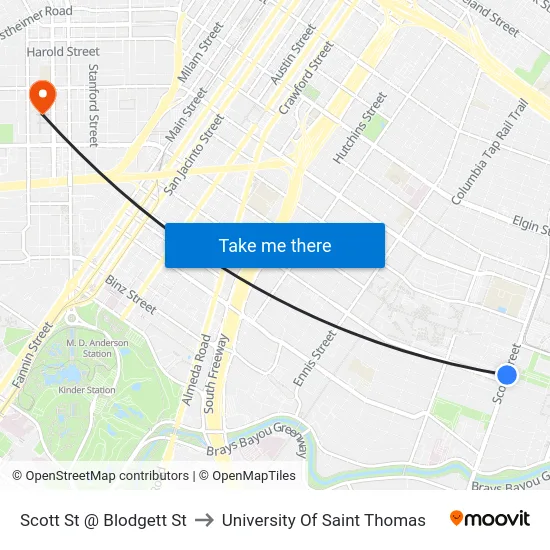 Scott St @ Blodgett St to University Of Saint Thomas map