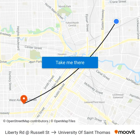 Liberty Rd @ Russell St to University Of Saint Thomas map