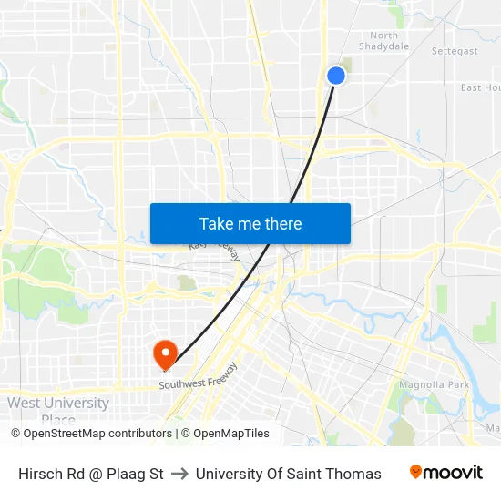 Hirsch Rd @ Plaag St to University Of Saint Thomas map