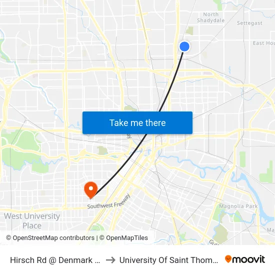 Hirsch Rd @ Denmark St to University Of Saint Thomas map