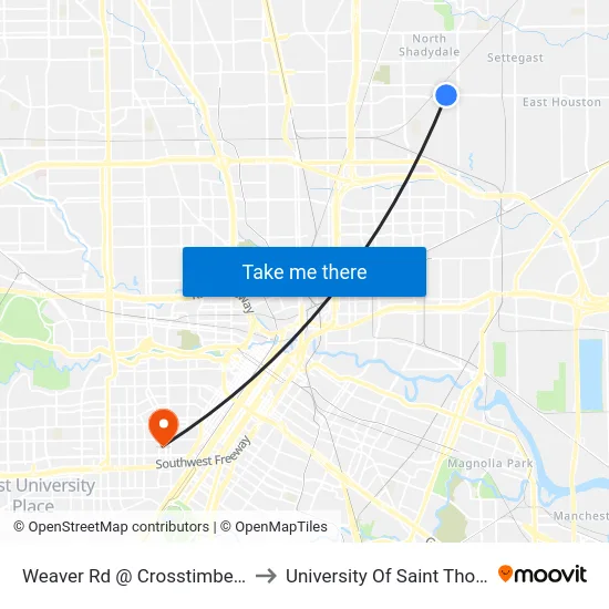 Weaver Rd @ Crosstimbers St to University Of Saint Thomas map