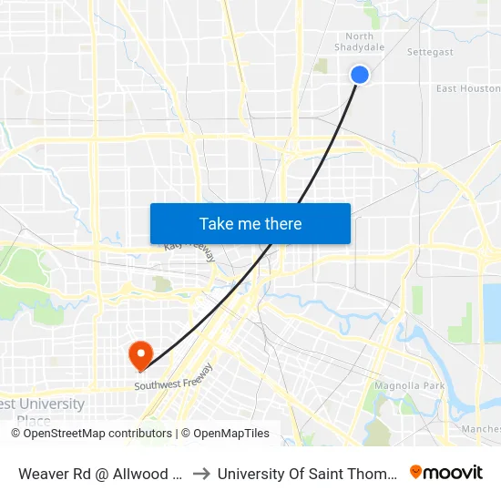 Weaver Rd @ Allwood St to University Of Saint Thomas map
