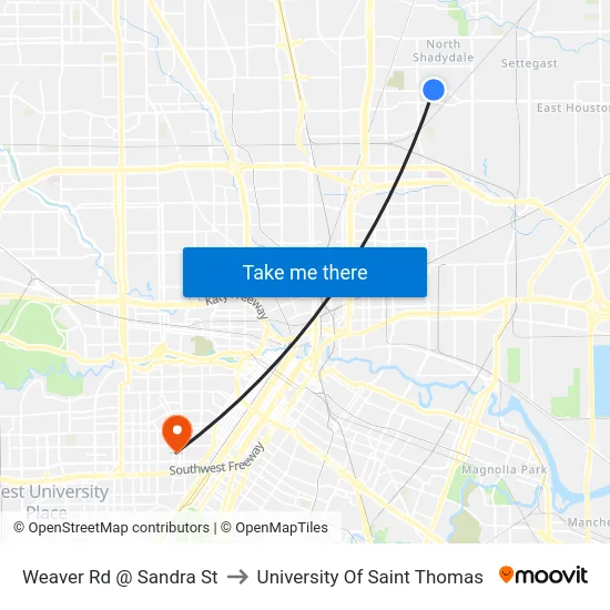 Weaver Rd @ Sandra St to University Of Saint Thomas map