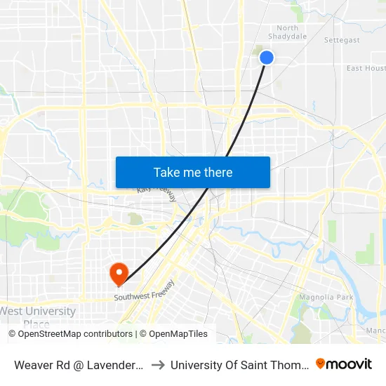 Weaver Rd @ Lavender St to University Of Saint Thomas map
