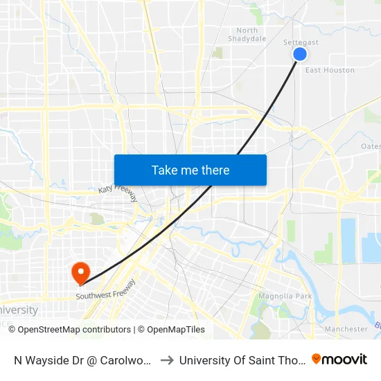 N Wayside Dr @ Carolwood Dr to University Of Saint Thomas map