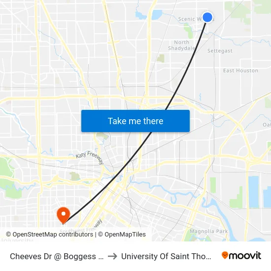 Cheeves Dr @ Boggess Rd to University Of Saint Thomas map