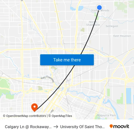 Calgary Ln @ Rockaway Dr to University Of Saint Thomas map