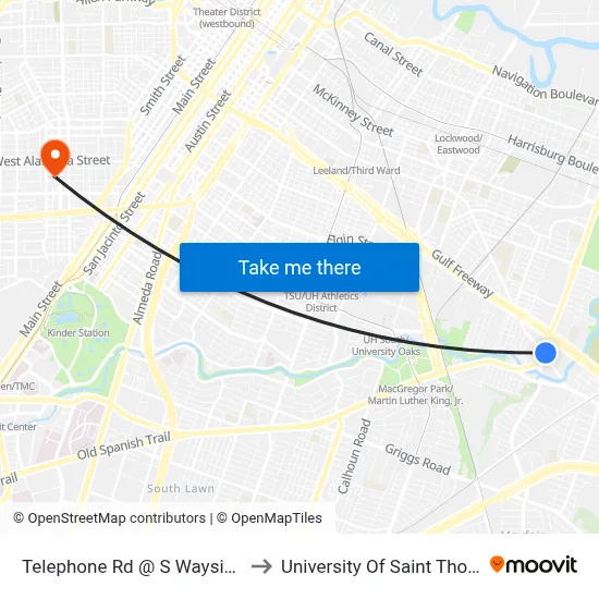 Telephone Rd @ S Wayside Dr to University Of Saint Thomas map