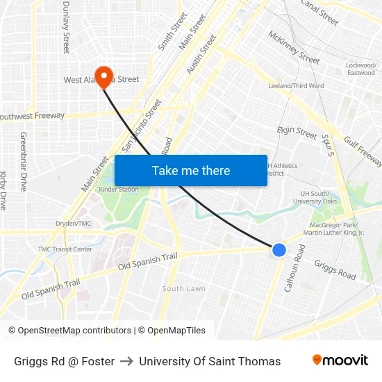 Griggs Rd @ Foster to University Of Saint Thomas map