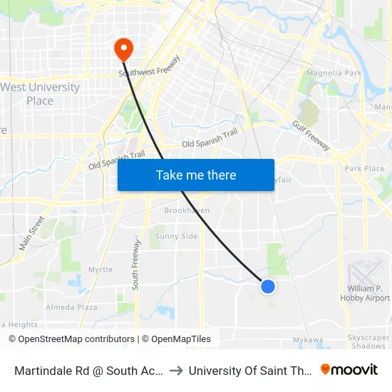 Martindale Rd @ South Acres Dr to University Of Saint Thomas map