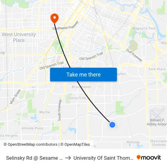 Selinsky Rd @ Sesame St to University Of Saint Thomas map