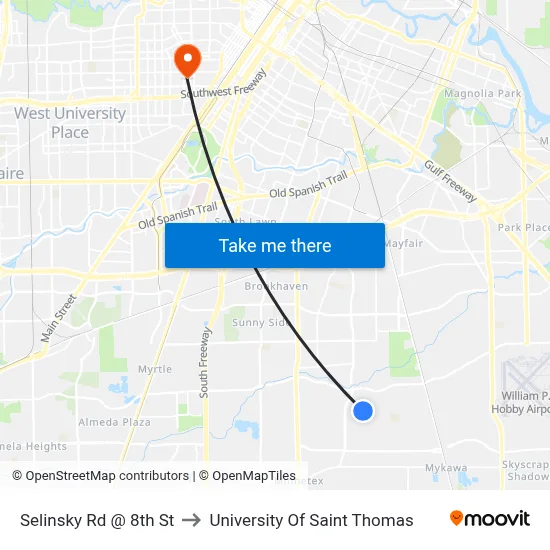 Selinsky Rd @ 8th St to University Of Saint Thomas map