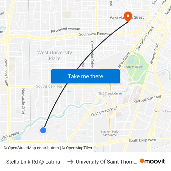 Stella Link Rd @ Latma Dr to University Of Saint Thomas map