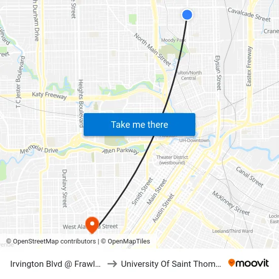 Irvington Blvd @ Frawley to University Of Saint Thomas map
