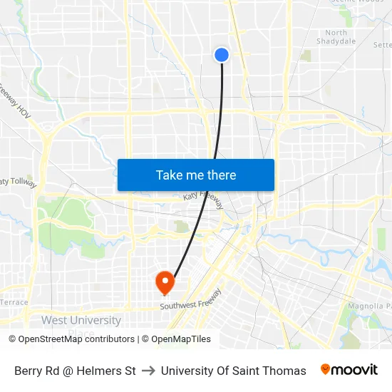 Berry Rd @ Helmers St to University Of Saint Thomas map