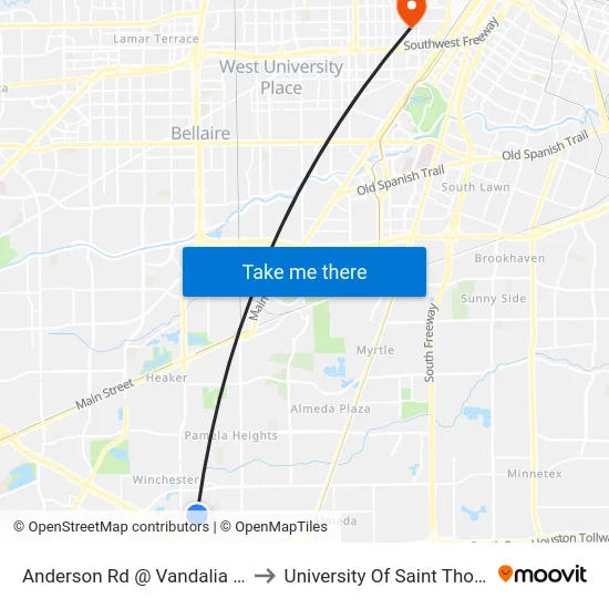 Anderson Rd @ Vandalia Way to University Of Saint Thomas map