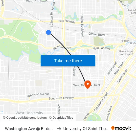 Washington Ave @ Birdsall St to University Of Saint Thomas map