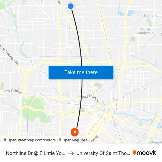Northline Dr @ E Little York Rd to University Of Saint Thomas map