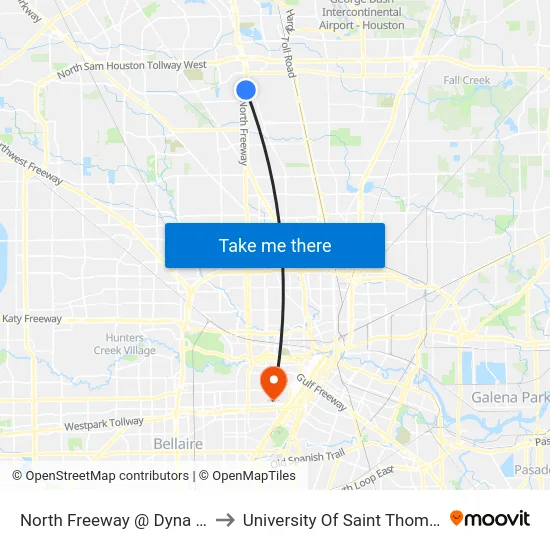 North Freeway   @ Dyna Dr to University Of Saint Thomas map