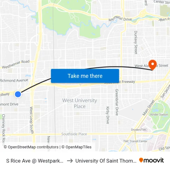 S Rice Ave @ Westpark Dr to University Of Saint Thomas map