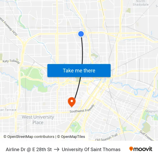Airline Dr @ E 28th St to University Of Saint Thomas map