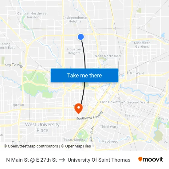 N Main St @ E 27th St to University Of Saint Thomas map