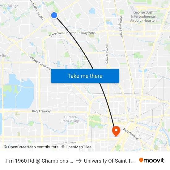 Fm 1960 Rd @ Champions Park Dr to University Of Saint Thomas map