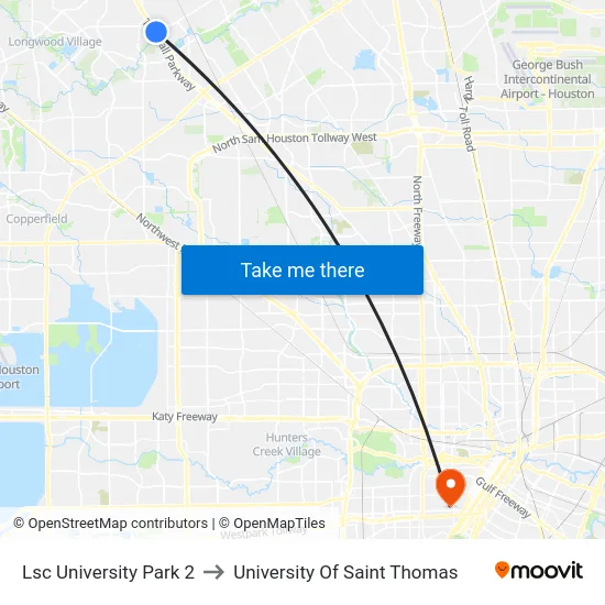Lsc University Park 2 to University Of Saint Thomas map