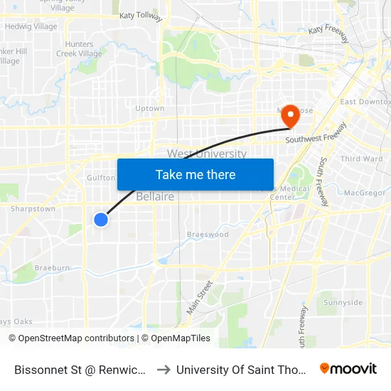 Bissonnet St @ Renwick Dr to University Of Saint Thomas map