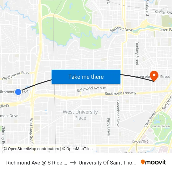 Richmond Ave @ S Rice Ave to University Of Saint Thomas map