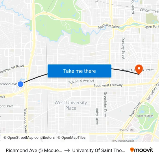 Richmond Ave @ Mccue Rd to University Of Saint Thomas map