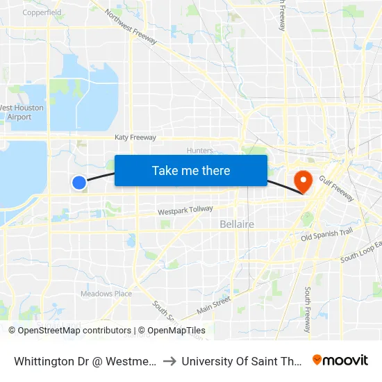 Whittington Dr @ Westmead Dr to University Of Saint Thomas map