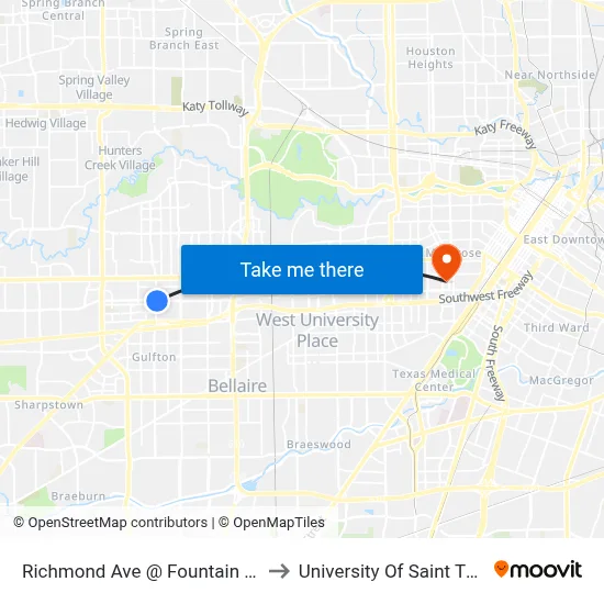 Richmond Ave @ Fountain View Dr to University Of Saint Thomas map