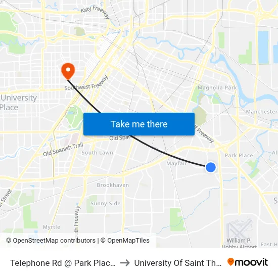 Telephone Rd @ Park Place Blvd to University Of Saint Thomas map