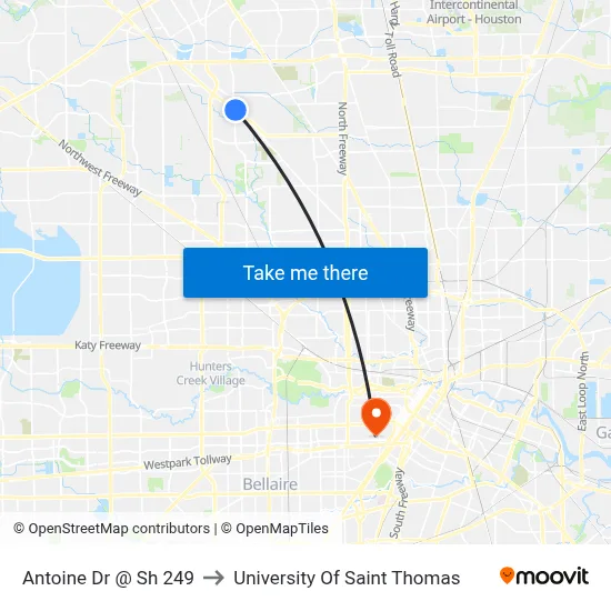 Antoine Dr @ Sh 249 to University Of Saint Thomas map