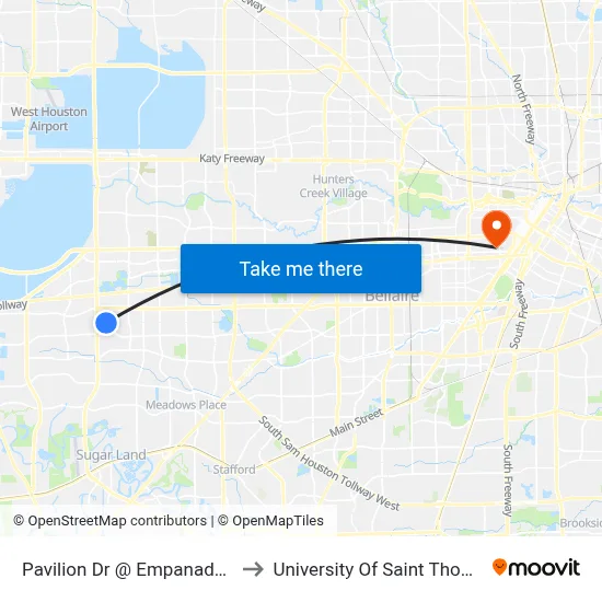 Pavilion Dr @ Empanada Dr to University Of Saint Thomas map