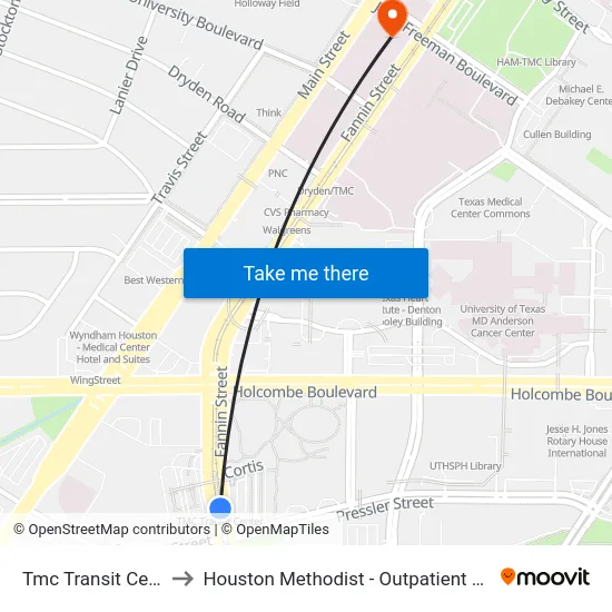 Tmc Transit Center to Houston Methodist - Outpatient Center map