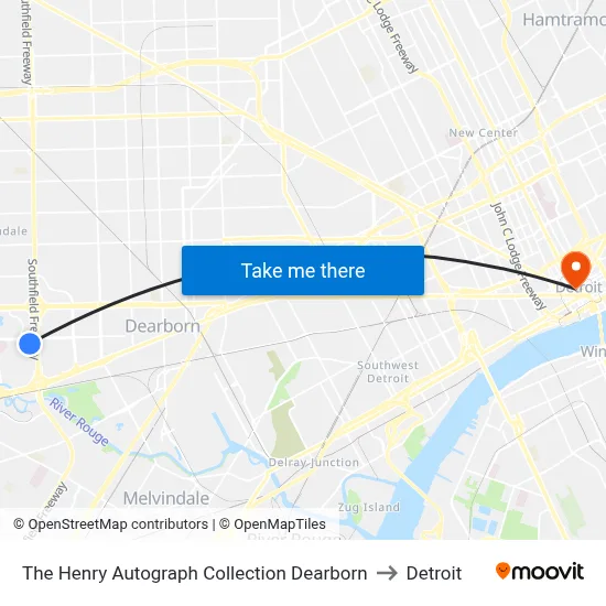 The Henry Autograph Collection Dearborn to Detroit map