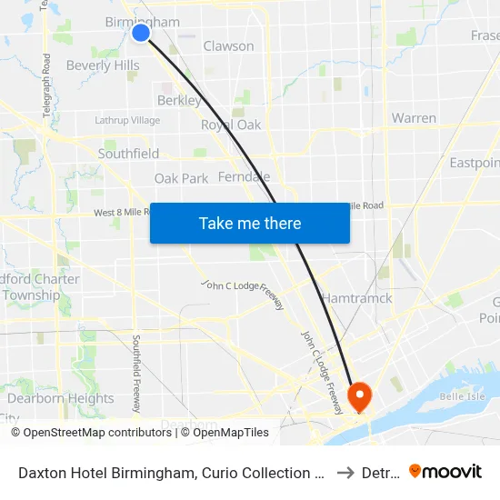 Daxton Hotel Birmingham, Curio Collection by Hilton to Detroit map