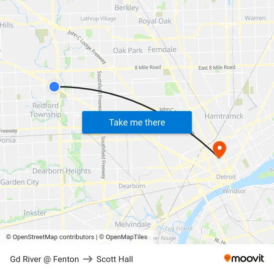 Gd River @ Fenton to Scott Hall map